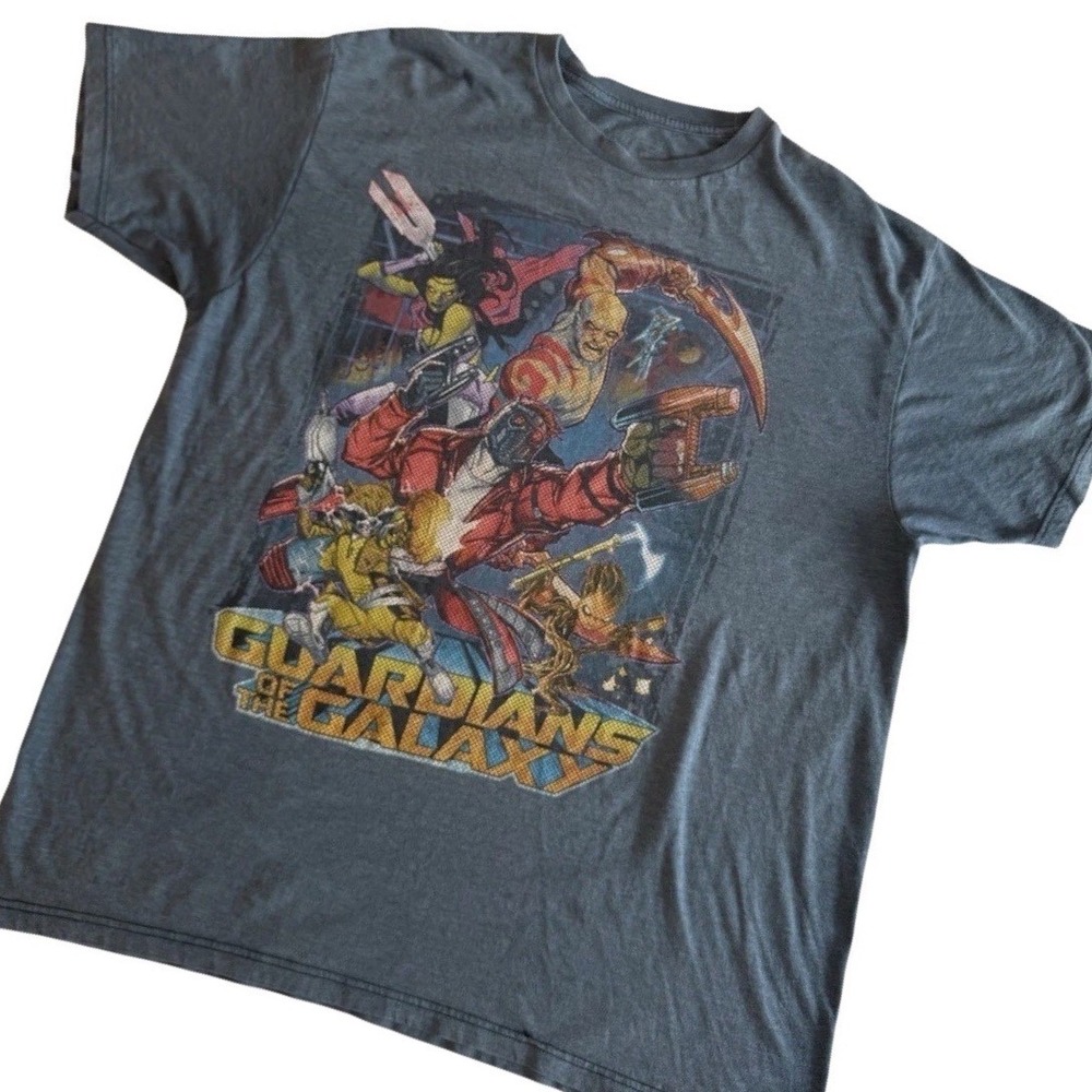 Marvel Guardians Of The Galaxy T Shirt Blue Battle Graphic Cotton‎ Size XL